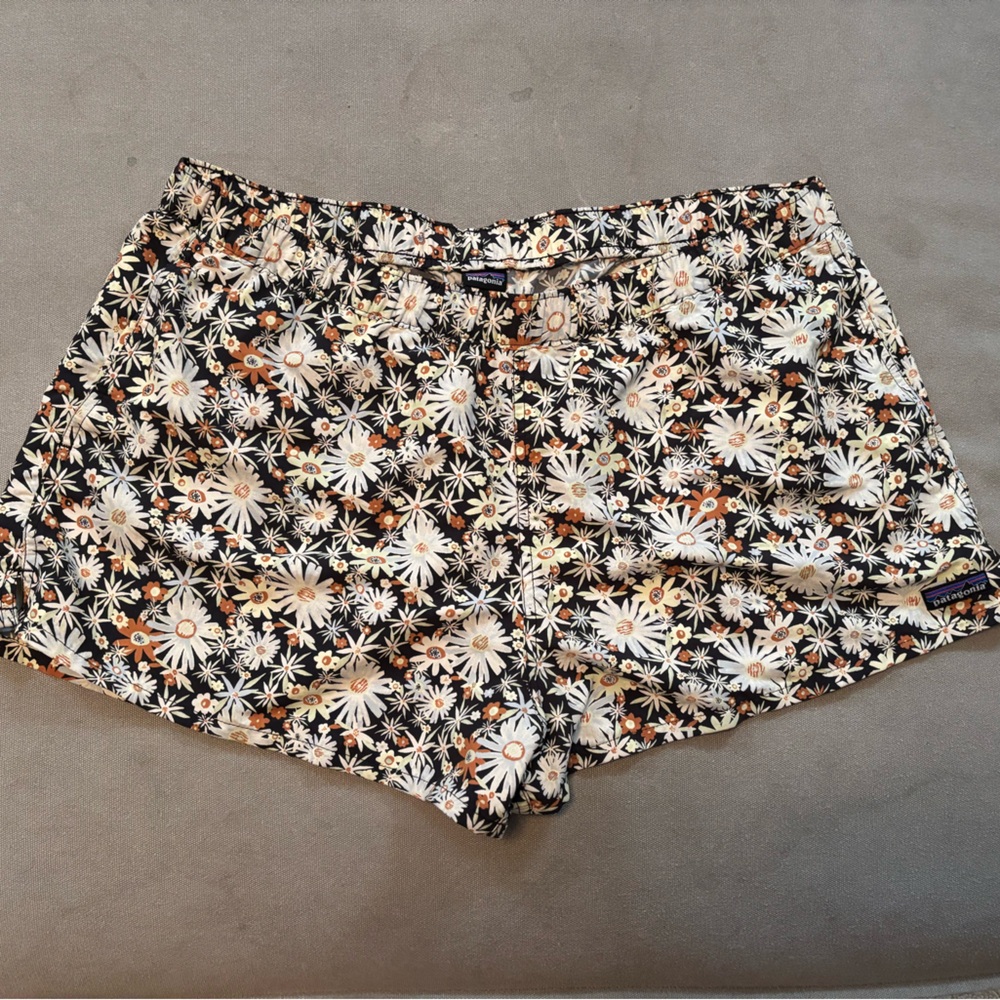 Patagonia Black and Orange Floral Shorts